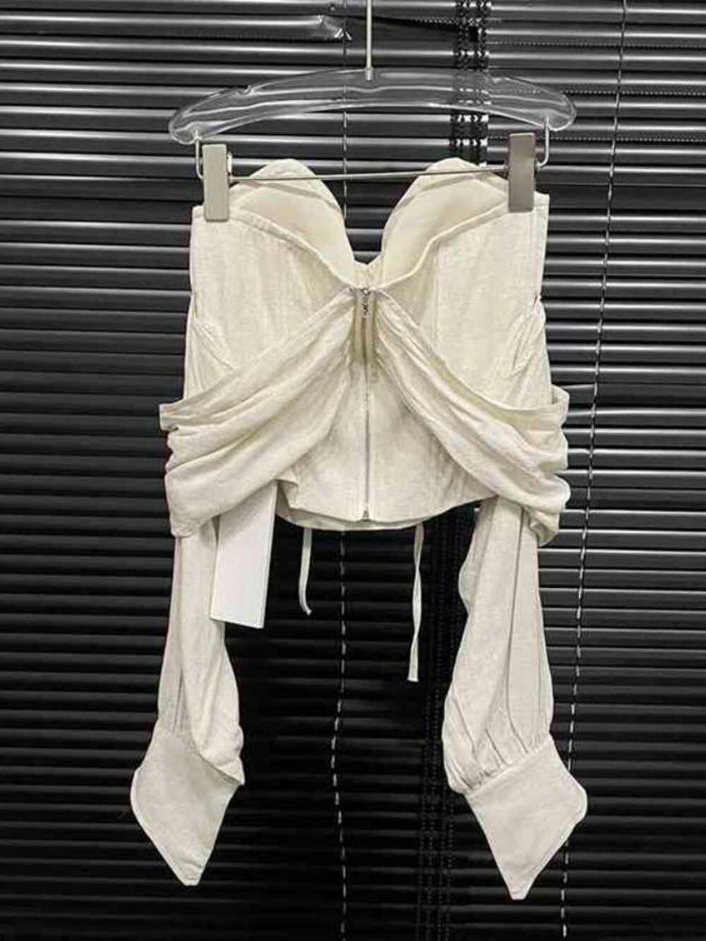 White Ruched Corset Top - Picture 2 of 3